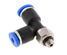 3mm x M 5 rechtwinkliges T-Stück Steckverschraubung mit Außengewinde Messing/PA 66 NBR drehbar [2 Stück]