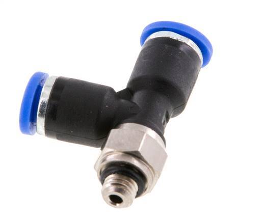 3mm x M 5 rechtwinkliges T-Stück Steckverschraubung mit Außengewinde Messing/PA 66 NBR drehbar [2 Stück]