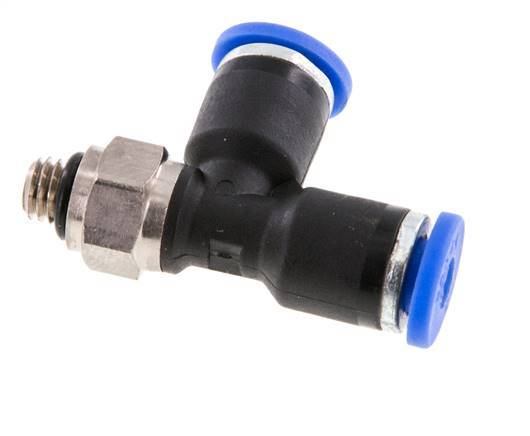 3mm x M 5 rechtwinkliges T-Stück Steckverschraubung mit Außengewinde Messing/PA 66 NBR drehbar [2 Stück]