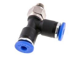 3mm x M 5 rechtwinkliges T-Stück Steckverschraubung mit Außengewinde Messing/PA 66 NBR drehbar [2 Stück]