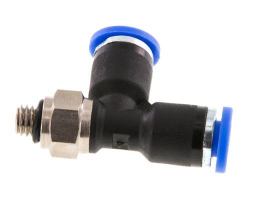 4mm x M 5 rechtwinkliges T-Stück Steckverschraubung mit Außengewinde Messing/PA 66 NBR drehbar [2 Stück]