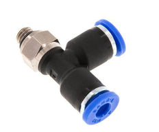 4mm x M 5 rechtwinkliges T-Stück Steckverschraubung mit Außengewinde Messing/PA 66 NBR drehbar [2 Stück]