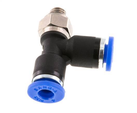 4mm x M 5 rechtwinkliges T-Stück Steckverschraubung mit Außengewinde Messing/PA 66 NBR drehbar [2 Stück]