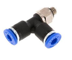 4mm x M 5 rechtwinkliges T-Stück Steckverschraubung mit Außengewinde Messing/PA 66 NBR drehbar [2 Stück]