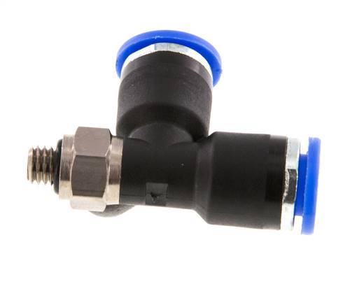 6mm x M 5 rechtwinkliges T-Stück Steckverschraubung mit Außengewinde Messing/PA 66 NBR drehbar [2 Stück]