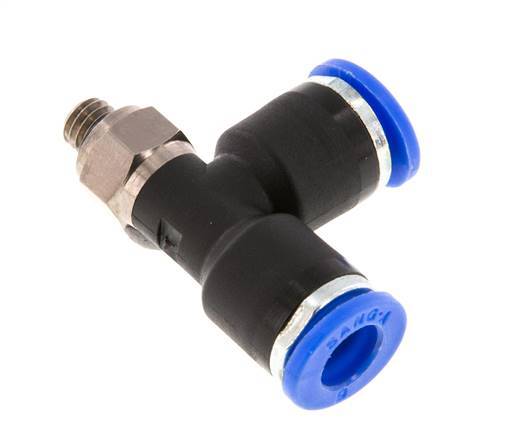 6mm x M 5 Right Angle Tee Push-in Fitting with Male Threads Brass/PA 66 NBR Rotatable [2 Pieces]