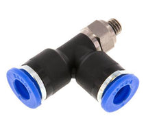 6mm x M 5 rechtwinkliges T-Stück Steckverschraubung mit Außengewinde Messing/PA 66 NBR drehbar [2 Stück]