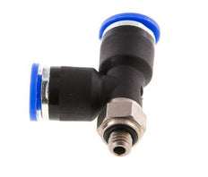 6mm x M 5 rechtwinkliges T-Stück Steckverschraubung mit Außengewinde Messing/PA 66 NBR drehbar [2 Stück]