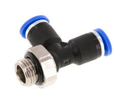 4mm x G1/8'' rechtwinkliges T-Stück Steckverschraubung mit Außengewinde Messing/PA 66 NBR drehbar [2 Stück]