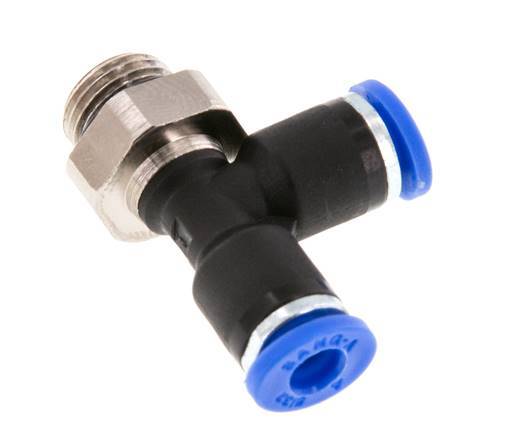 4mm x G1/8'' rechtwinkliges T-Stück Steckverschraubung mit Außengewinde Messing/PA 66 NBR drehbar [2 Stück]