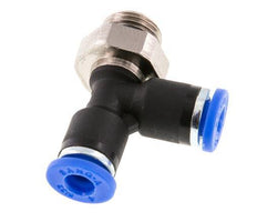 4mm x G1/8'' rechtwinkliges T-Stück Steckverschraubung mit Außengewinde Messing/PA 66 NBR drehbar [2 Stück]
