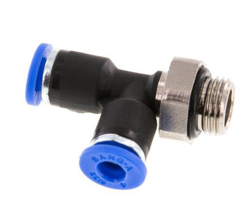 4mm x G1/8'' rechtwinkliges T-Stück Steckverschraubung mit Außengewinde Messing/PA 66 NBR drehbar [2 Stück]