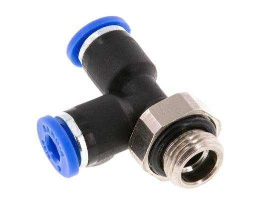 4mm x G1/8'' rechtwinkliges T-Stück Steckverschraubung mit Außengewinde Messing/PA 66 NBR drehbar [2 Stück]