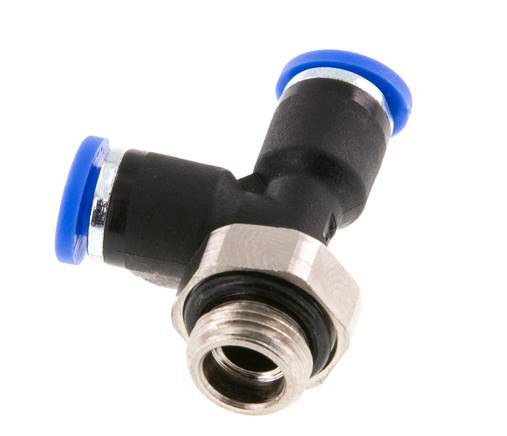4mm x G1/8'' rechtwinkliges T-Stück Steckverschraubung mit Außengewinde Messing/PA 66 NBR drehbar [2 Stück]
