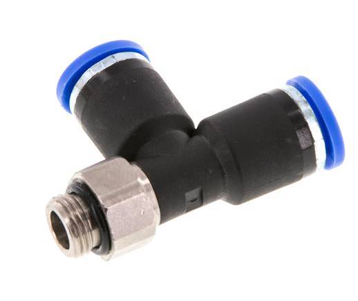 8mm x G1/8'' rechtwinkliges T-Stück Steckverschraubung mit Außengewinde Messing/PA 66 NBR drehbar [2 Stück]