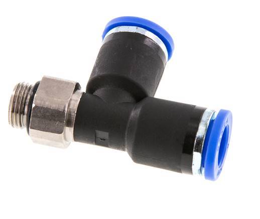 8mm x G1/8'' rechtwinkliges T-Stück Steckverschraubung mit Außengewinde Messing/PA 66 NBR drehbar [2 Stück]