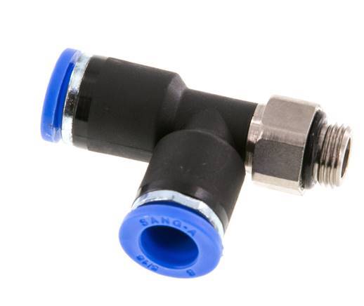 8mm x G1/8'' rechtwinkliges T-Stück Steckverschraubung mit Außengewinde Messing/PA 66 NBR drehbar [2 Stück]