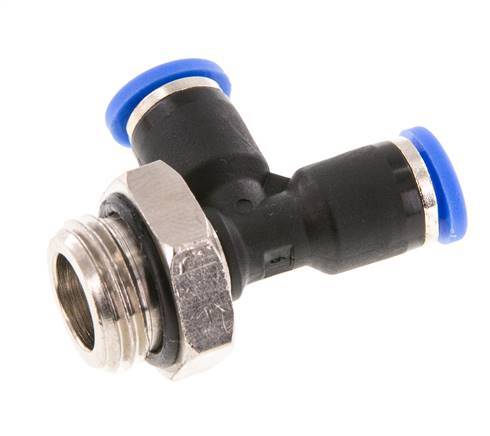 4mm x G1/4'' rechtwinkliges T-Stück Steckverschraubung mit Außengewinde Messing/PA 66 NBR drehbar [2 Stück]