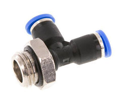4mm x G1/4'' rechtwinkliges T-Stück Steckverschraubung mit Außengewinde Messing/PA 66 NBR drehbar [2 Stück]