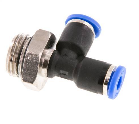 4mm x G1/4'' rechtwinkliges T-Stück Steckverschraubung mit Außengewinde Messing/PA 66 NBR drehbar [2 Stück]
