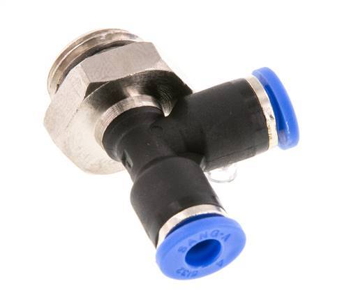 4mm x G1/4'' rechtwinkliges T-Stück Steckverschraubung mit Außengewinde Messing/PA 66 NBR drehbar [2 Stück]