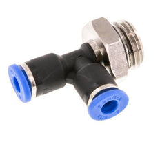 4mm x G1/4'' rechtwinkliges T-Stück Steckverschraubung mit Außengewinde Messing/PA 66 NBR drehbar [2 Stück]