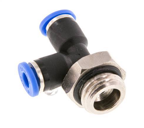 4mm x G1/4'' rechtwinkliges T-Stück Steckverschraubung mit Außengewinde Messing/PA 66 NBR drehbar [2 Stück]