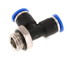 6mm x G1/4'' rechtwinkliges T-Stück Steckverschraubung mit Außengewinde Messing/PA 66 NBR drehbar [2 Stück]