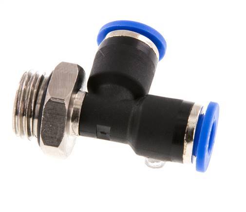 6mm x G1/4'' rechtwinkliges T-Stück Steckverschraubung mit Außengewinde Messing/PA 66 NBR drehbar [2 Stück]