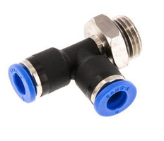 6mm x G1/4'' rechtwinkliges T-Stück Steckverschraubung mit Außengewinde Messing/PA 66 NBR drehbar [2 Stück]