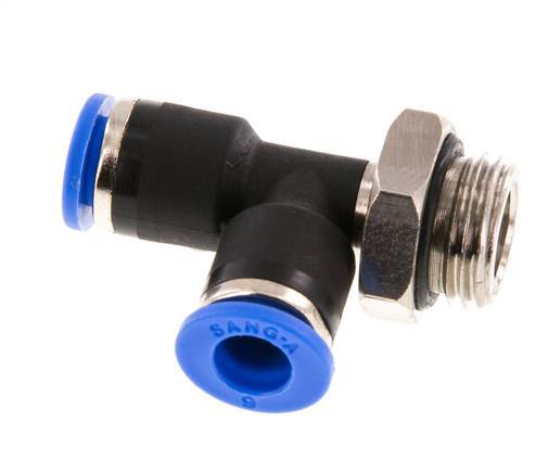 6mm x G1/4'' rechtwinkliges T-Stück Steckverschraubung mit Außengewinde Messing/PA 66 NBR drehbar [2 Stück]