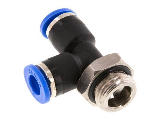 6mm x G1/4'' rechtwinkliges T-Stück Steckverschraubung mit Außengewinde Messing/PA 66 NBR drehbar [2 Stück]