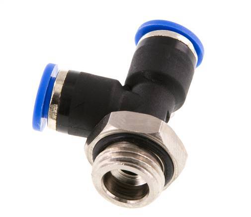 6mm x G1/4'' rechtwinkliges T-Stück Steckverschraubung mit Außengewinde Messing/PA 66 NBR drehbar [2 Stück]