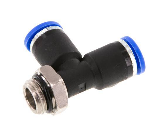 8mm x G1/4'' rechtwinkliges T-Stück Steckverschraubung mit Außengewinde Messing/PA 66 NBR drehbar [2 Stück]