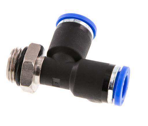 8mm x G1/4'' rechtwinkliges T-Stück Steckverschraubung mit Außengewinde Messing/PA 66 NBR drehbar [2 Stück]