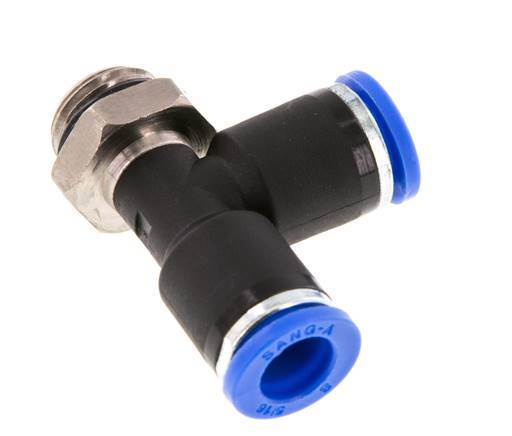 8mm x G1/4'' rechtwinkliges T-Stück Steckverschraubung mit Außengewinde Messing/PA 66 NBR drehbar [2 Stück]