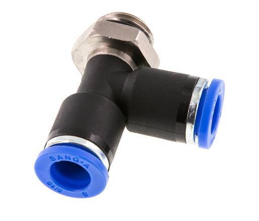 8mm x G1/4'' rechtwinkliges T-Stück Steckverschraubung mit Außengewinde Messing/PA 66 NBR drehbar [2 Stück]