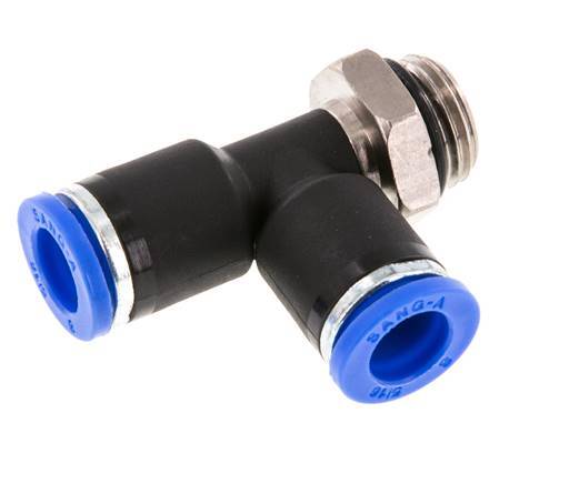 8mm x G1/4'' rechtwinkliges T-Stück Steckverschraubung mit Außengewinde Messing/PA 66 NBR drehbar [2 Stück]