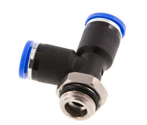 8mm x G1/4'' rechtwinkliges T-Stück Steckverschraubung mit Außengewinde Messing/PA 66 NBR drehbar [2 Stück]