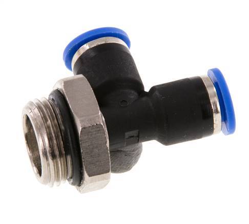 6mm x G3/8'' rechtwinkliges T-Stück Steckverschraubung mit Außengewinde Messing/PA 66 NBR drehbar [2 Stück]