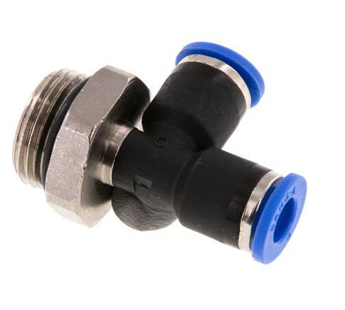 6mm x G3/8'' rechtwinkliges T-Stück Steckverschraubung mit Außengewinde Messing/PA 66 NBR drehbar [2 Stück]