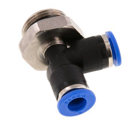 6mm x G3/8'' rechtwinkliges T-Stück Steckverschraubung mit Außengewinde Messing/PA 66 NBR drehbar [2 Stück]