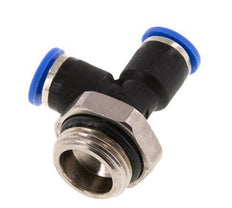 6mm x G3/8'' rechtwinkliges T-Stück Steckverschraubung mit Außengewinde Messing/PA 66 NBR drehbar [2 Stück]