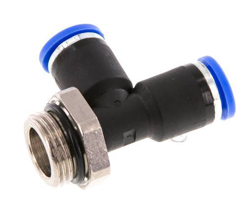 8mm x G3/8'' Right Angle Tee Push-in Fitting with Male Threads Brass/PA 66 NBR Rotatable [2 Pieces]