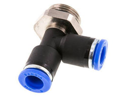 8mm x G3/8'' rechtwinkliges T-Stück Steckverschraubung mit Außengewinde Messing/PA 66 NBR drehbar [2 Stück]