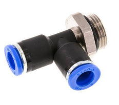 8mm x G3/8'' rechtwinkliges T-Stück Steckverschraubung mit Außengewinde Messing/PA 66 NBR drehbar [2 Stück]