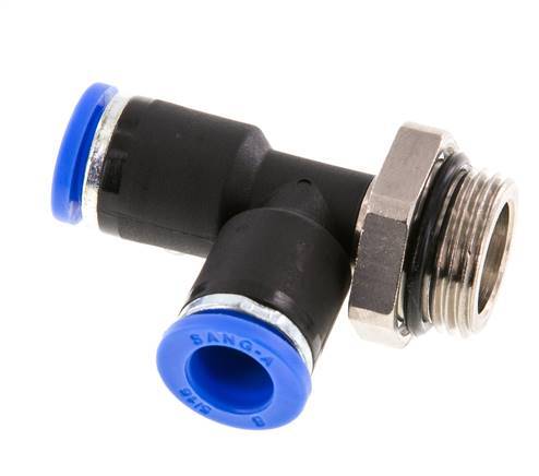 8mm x G3/8'' rechtwinkliges T-Stück Steckverschraubung mit Außengewinde Messing/PA 66 NBR drehbar [2 Stück]
