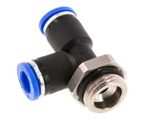 8mm x G3/8'' rechtwinkliges T-Stück Steckverschraubung mit Außengewinde Messing/PA 66 NBR drehbar [2 Stück]