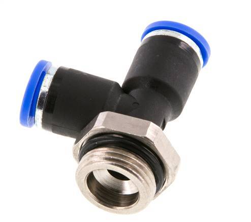 8mm x G3/8'' rechtwinkliges T-Stück Steckverschraubung mit Außengewinde Messing/PA 66 NBR drehbar [2 Stück]