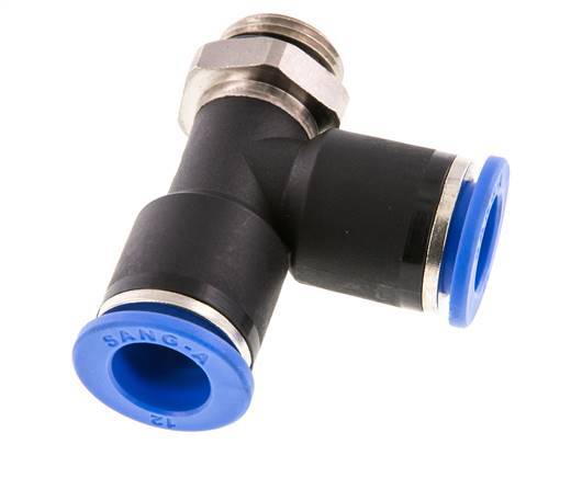 12mm x G3/8'' rechtwinkliges T-Stück Steckverschraubung mit Außengewinde Messing/PA 66 NBR drehbar